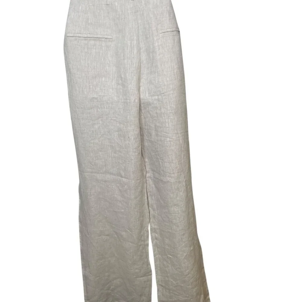 Reformation Olivia Linen Two Piece Set Size 12 NWT Oatmeal Crop Top & High Waist